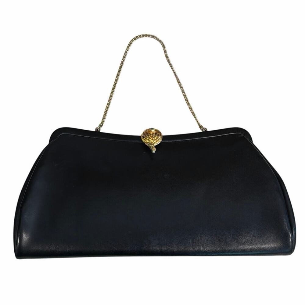 Vintage Admiral black evening bag with gold tone handle
